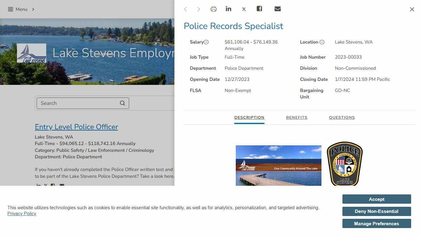 police-records-specialist | Job Details tab | Career Pages