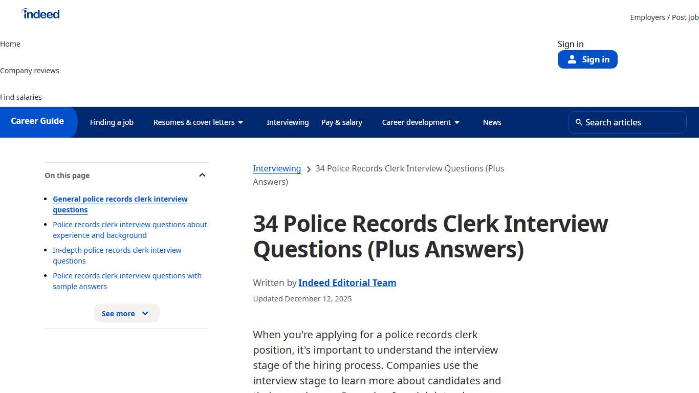34 Police Records Clerk Interview Questions (Plus Answers) | Indeed.com